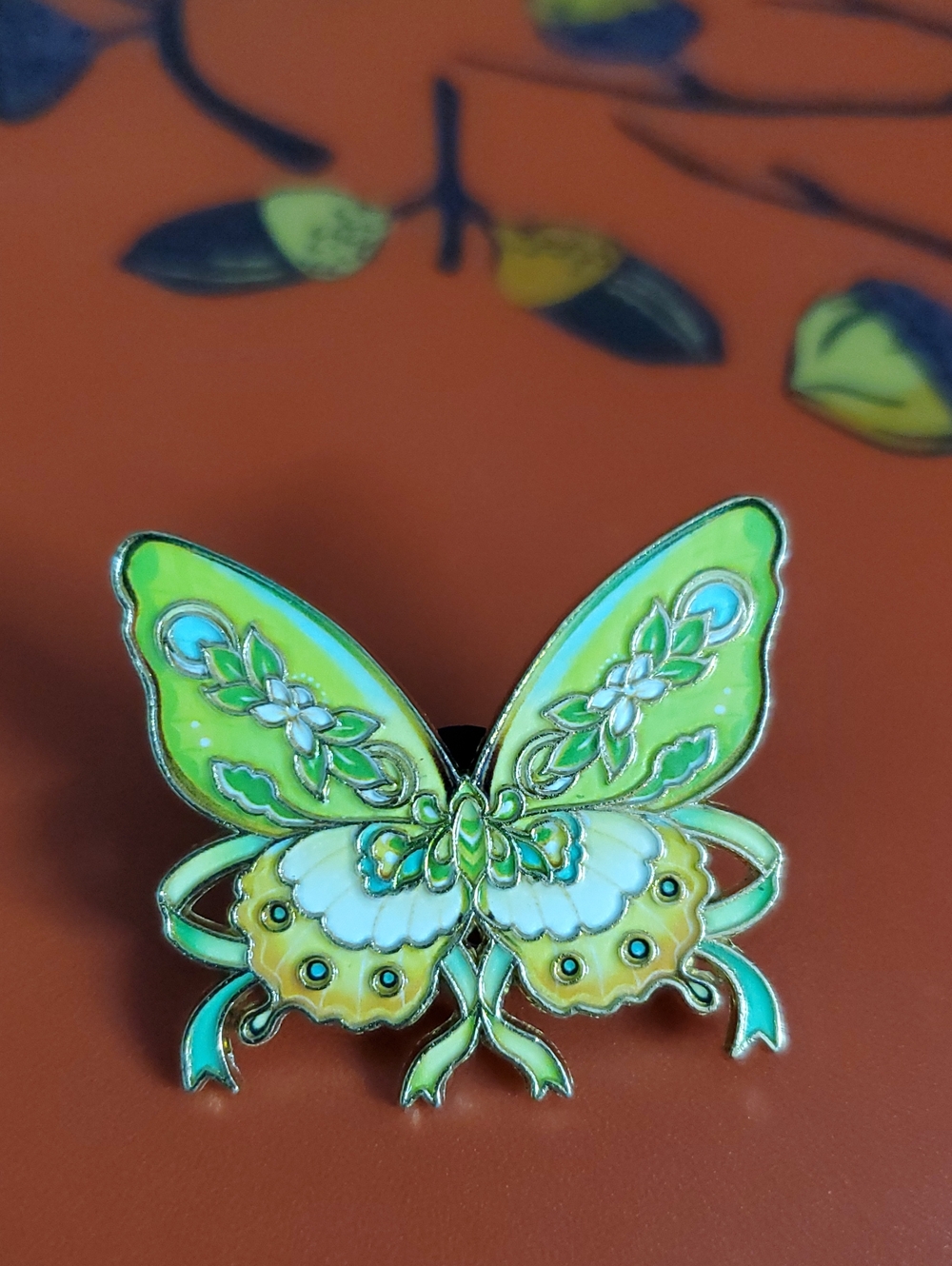 Green & Yellow Enamel Butterfly Pin